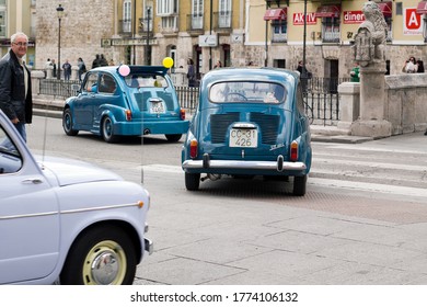 Burgos, CASTILLA Y LEÓN, Spain; May 2015: Concentration Of Vintage Cars, Seat Brand, Mythical Six Hundred.