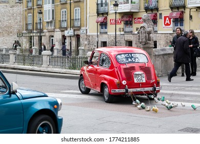 Burgos, CASTILLA Y LEÓN, Spain; May 2015: Concentration Of Vintage Cars At A Wedding, Seat Brand, Mythical Six Hundred.