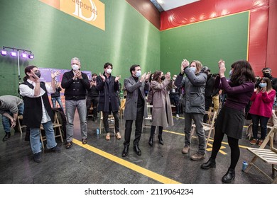 Burgos, EspañaEspaña; February 02, 2022. United We Can Rally. With Alberto Garzón, Isa Serra, Irene Montero, Juan Gascón, Pablo Fernández, Marga Arroyo And Héctor Illueca.