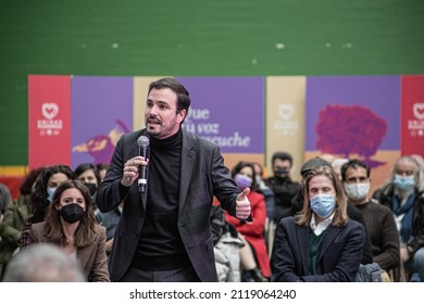 Burgos, EspañaEspaña; February 02, 2022. United We Can Rally. With Alberto Garzón, Isa Serra, Irene Montero, Juan Gascón, Pablo Fernández, Marga Arroyo And Héctor Illueca.