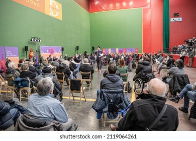 Burgos, EspañaEspaña; February 02, 2022. United We Can Rally. With Alberto Garzón, Isa Serra, Irene Montero, Juan Gascón, Pablo Fernández, Marga Arroyo And Héctor Illueca.