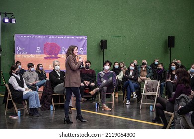 Burgos, EspañaEspaña; February 02, 2022. United We Can Rally. With Alberto Garzón, Isa Serra, Irene Montero, Juan Gascón, Pablo Fernández, Marga Arroyo And Héctor Illueca.