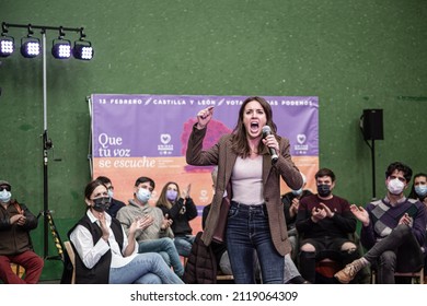 Burgos, EspañaEspaña; February 02, 2022. United We Can Rally. With Alberto Garzón, Isa Serra, Irene Montero, Juan Gascón, Pablo Fernández, Marga Arroyo And Héctor Illueca.