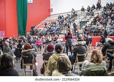 Burgos, EspañaEspaña; February 02, 2022. United We Can Rally. With Alberto Garzón, Isa Serra, Irene Montero, Juan Gascón, Pablo Fernández, Marga Arroyo And Héctor Illueca.