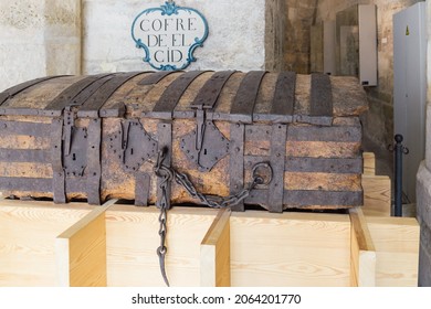 Burgos, Spain - August 25, 2021. Chest Of El Cid, Rodrigo Diaz De Vivar Cathedral Of Burgos, Castille, Spain