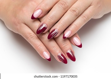 burgundy wine color nails