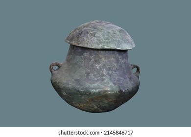 Burial Urn Medieval, From Europe On An Isolated Background. 