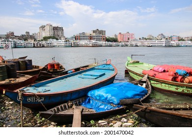 Buriganga river, Bangladesh - 27 June 2021 : Sadarghat is situated on the banks of the Buriganga river. It is known as the largest and busiest river port in Bangladesh