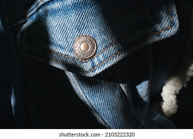 Buriram  Thailand -January 8 2022 : Jacket Pocket Stud Of Levis Jean