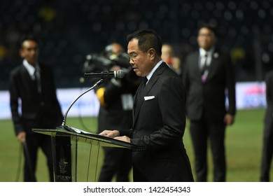 Buriram-Thailand-8Jun2019:Somyot Pumpanmuang President Of FA Thailand In Action After King’s Cup Final Match Against Curacao At Chang Arena,buriram,thailand