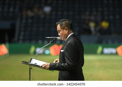 Buriram-Thailand-8Jun2019:Somyot Pumpanmuang President Of FA Thailand In Action After King’s Cup Final Match Against Curacao At Chang Arena,buriram,thailand