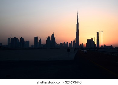 Burj Khalifa In Sunset, Business Bay, Dubai, United Arab Emirates