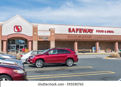 Burke, USA - February 18, 2017: Safeway Food And Drug Store Exterior