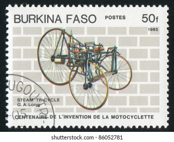BURKINA FASO - CIRCA 1985: stamp printed by Burkina Faso, shows motorcycle, circa 1985.