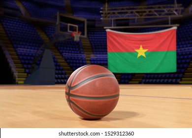 Burkina Faso Burkina Faso flag and basketball on Court Floor - Powered by Shutterstock