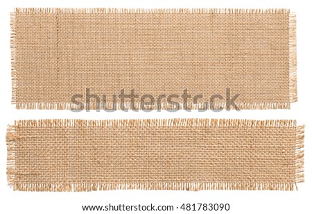 Burlap Fabric Patch Piece, Rustic Hessian Sack Cloth, Isolated Torn Pieces
