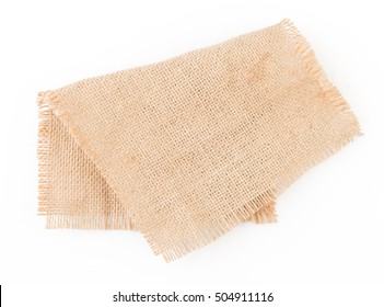 Burlap Napkin Isolated On White Background. Top View.