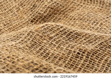 Burlap Texture. Burlap Fabric Background With Waves, Folds And Bruises