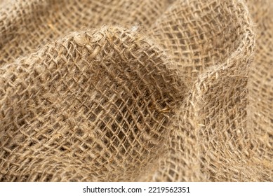 Burlap Texture. Burlap Fabric Background With Waves, Folds And Bruises