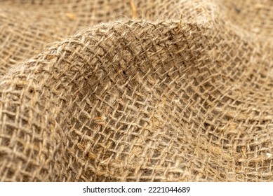 Burlap Texture. Burlap Fabric Background With Waves, Folds And Bruises