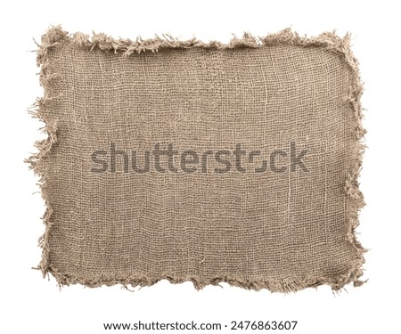 Burlap texture. A piece of torn burlap on a white background. Canvas. Packing material
