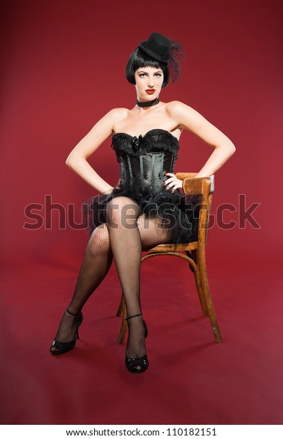 Burlesque Pin Woman Black Hair Dressed Stock Photo Edit Now