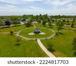 Burlington historic town center aerial view on Town Common in summer, town of Burlington, Massachusetts MA, USA. 