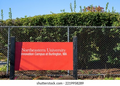 Burlington, MA - Oct. 19, 2022: Northeastern University Innovation Campus At Burlington, MA Sign.