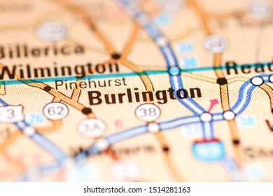 Burlington. Massachusetts. USA On A Geography Map