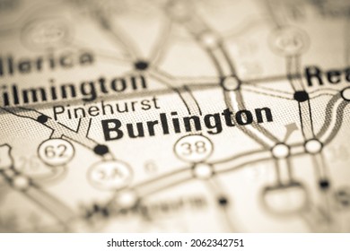 Burlington. Massachusetts. USA On A Geography Map