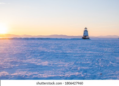 Burlington Vermont Breakwater In The Winter