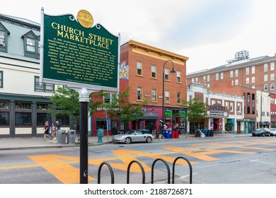 Burlington VT USA - July 24 2022: Scenes From Church Street