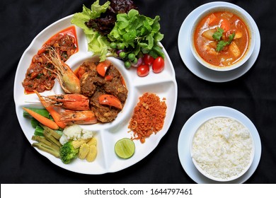 Burmese Prawn Curry With White Plate