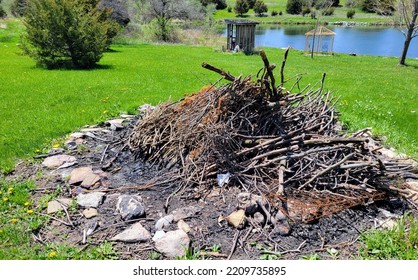 Burn Pile Near Farm Pond