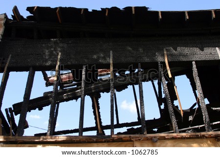 burned building from outside looking in
