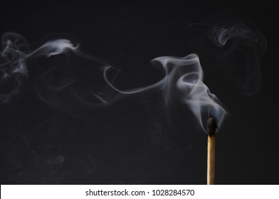 Burned Match Stick On Black