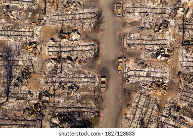 Burned Mobile Home Park In Phoenix Talent Medford Oregon Area From 2020 Almeda Wildfire 