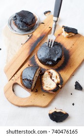 Burned Muffins - Black Cupcakes, Failed Baking, Catastrophe In The Kitchen, Burned On Charcoal