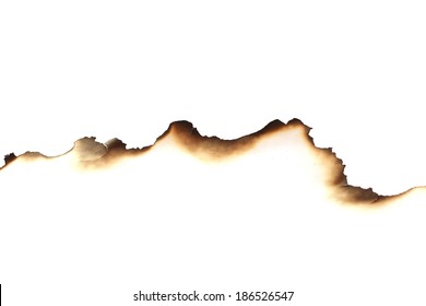 burned paper isolated on white