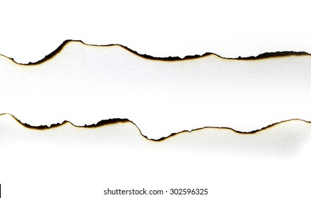 Burned paper isolated on white