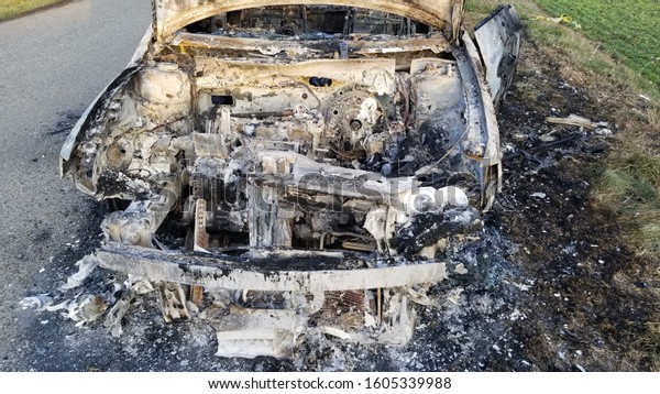 Burned and totally broken\
car engine