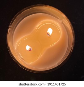 Burning Candle Close Up Twin Flame