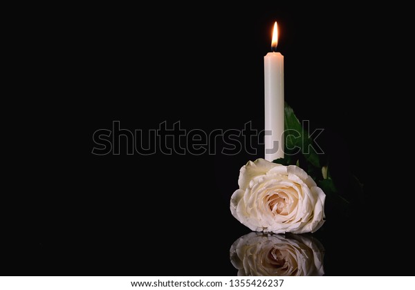 Burning Candle Flower On Black Background Stock Photo 1355426237