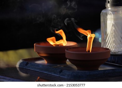 Burning Candle On Clay Pot Placed Stock Photo 2153053777 | Shutterstock