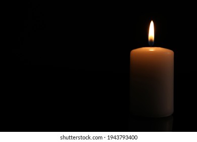 Burning Candle On Dark Background, Space For Text. Memory Day