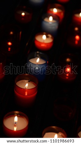 Burning candles in a church Stock foto © 