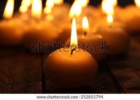 Burning candles close-up