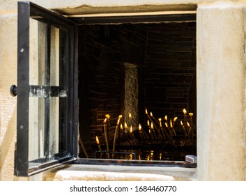 Burning Candles For Dead Or Alive People At Orthodox Or Catholics.