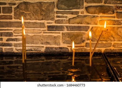 Burning Candles For Dead Or Alive People At Orthodox Or Catholics.