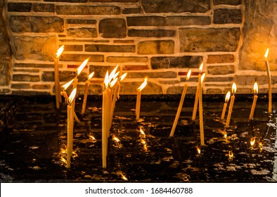 Burning Candles For Dead Or Alive People At Orthodox Or Catholics.